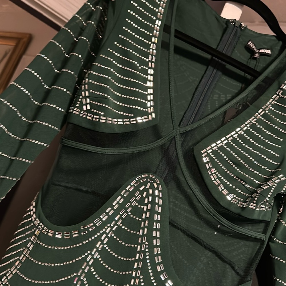 Green mesh bodycon dress size large fits medium to large